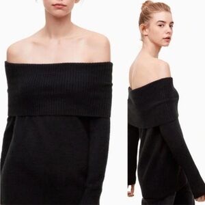 Aritzia Wilfred Free Faretta Off The Shoulder Black Sweater